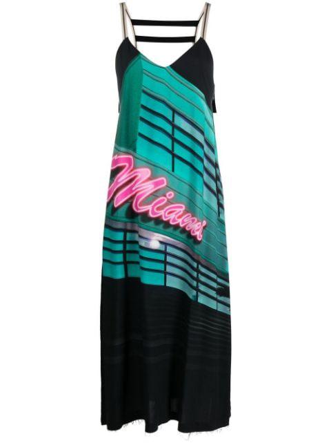 Miami graphic-print midi dress by PALM ANGELS