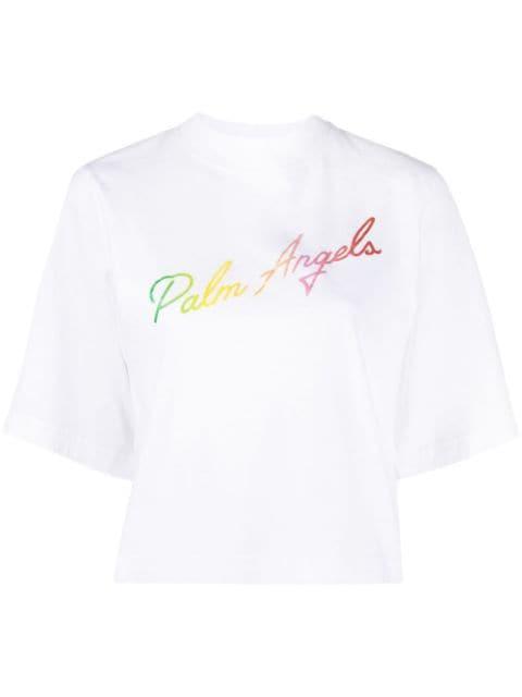 Miami logo cropped T-shirt by PALM ANGELS