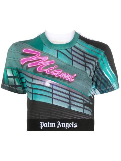 Miami print crop t-shirt by PALM ANGELS