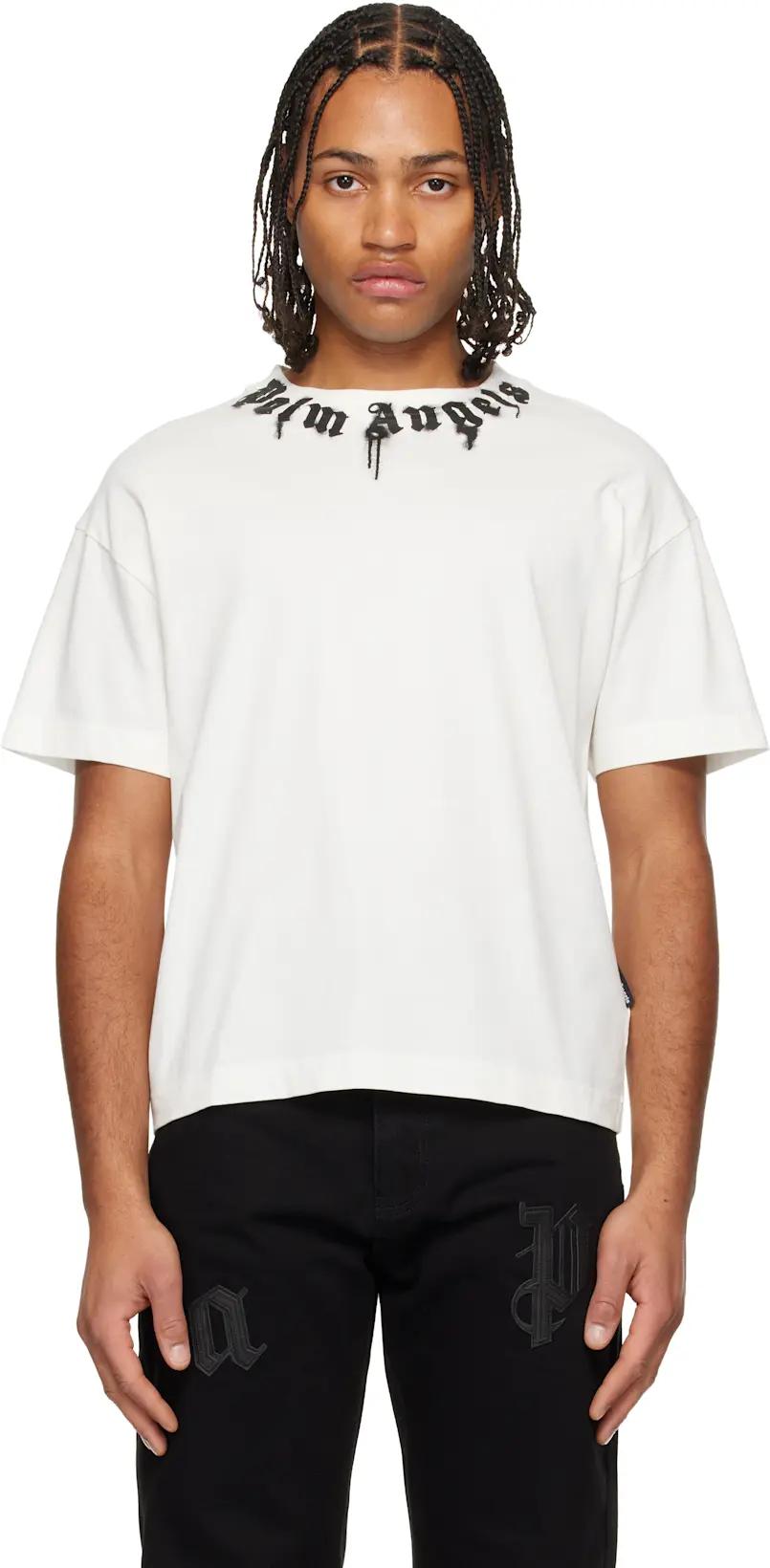 Off-White Curved Logo T-shirt by PALM ANGELS Off-White Curved Logo T-shirt by PALM ANGELS