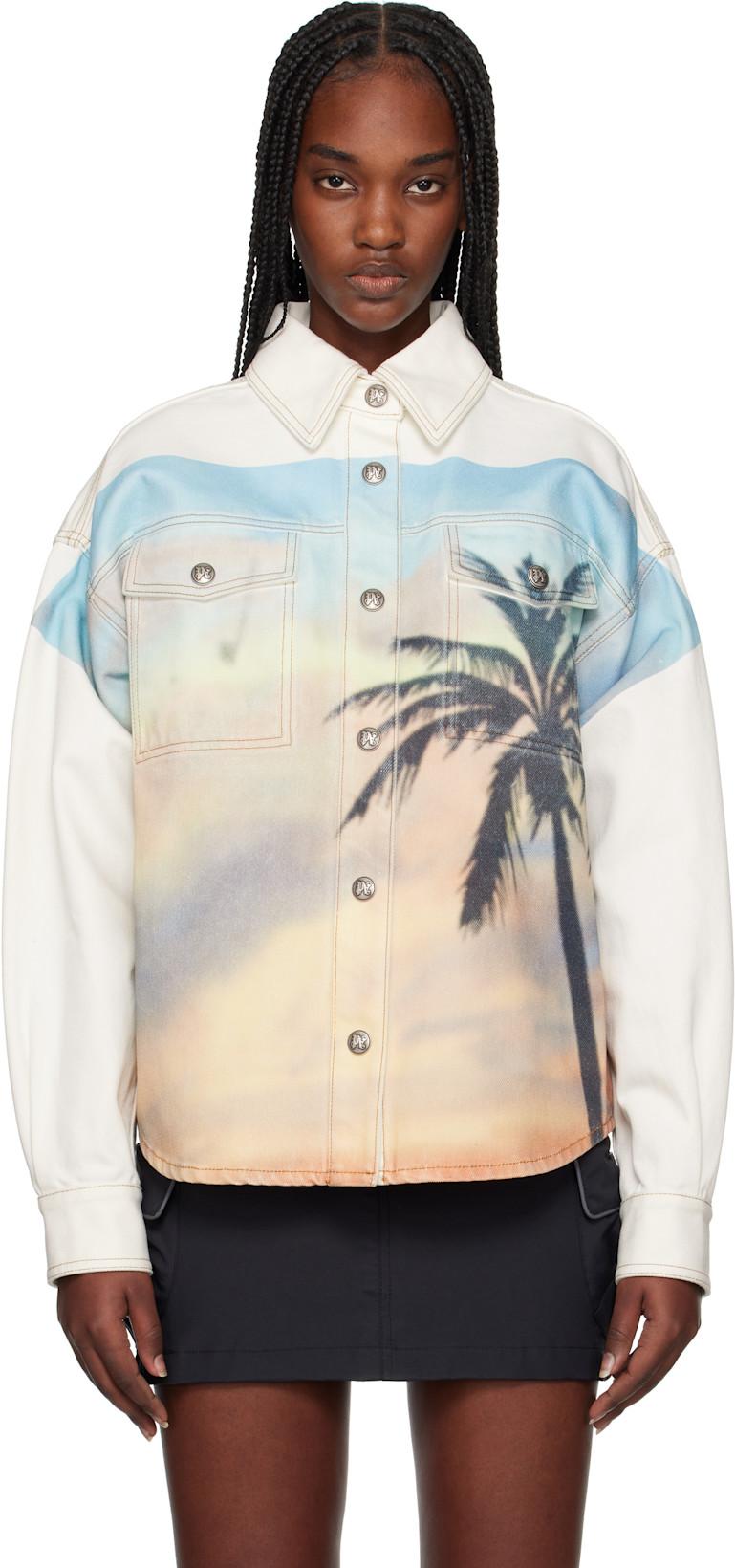 Off-White Sunrise Palm Denim Overshirt by PALM ANGELS