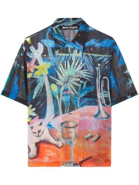 Oil On Canvas button-up bowling shirt by PALM ANGELS