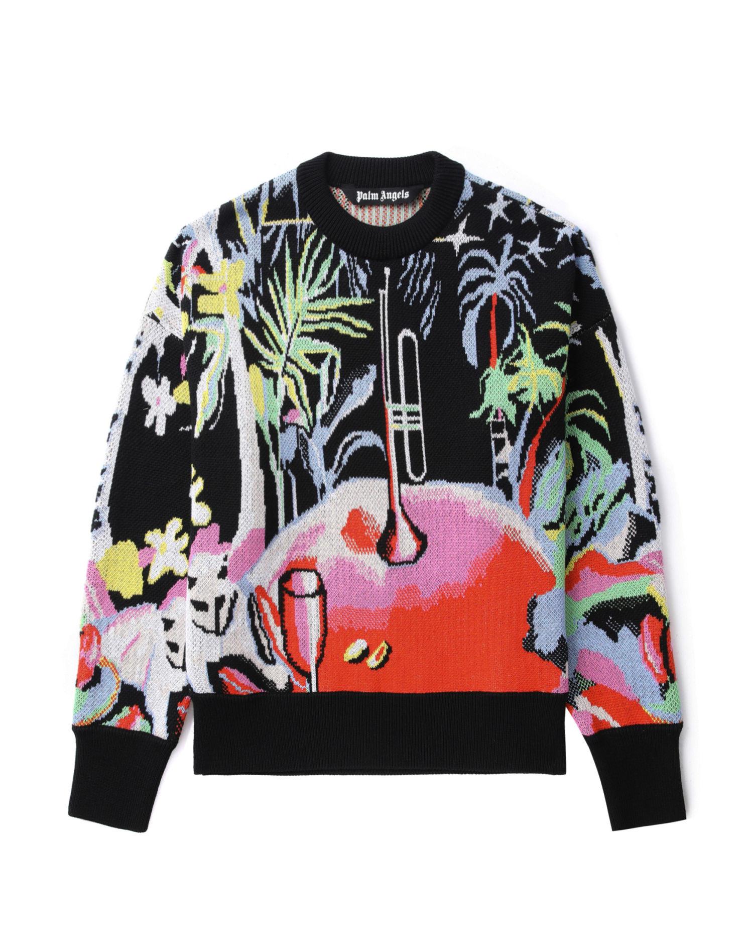 Oil on canvas jacquard sweater by PALM ANGELS