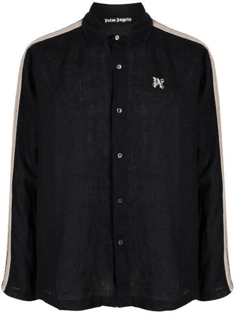 PA Monogram-print linen shirt by PALM ANGELS