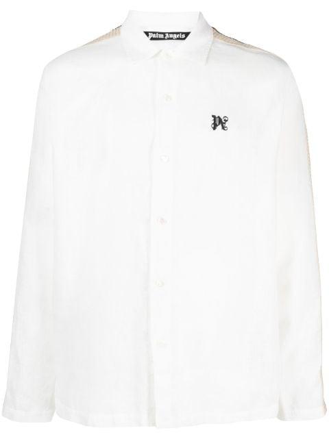 PA Monogram-print linen shirt by PALM ANGELS