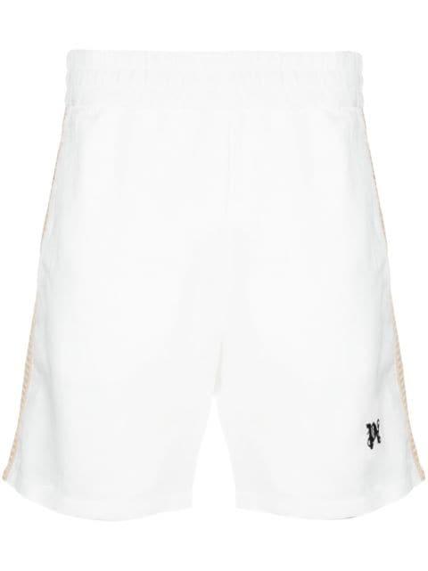 PA Monogram-print linen track shorts by PALM ANGELS