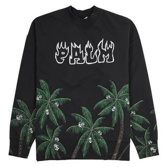 PA PALM N SKULL VINT CREWNECK by PALM ANGELS