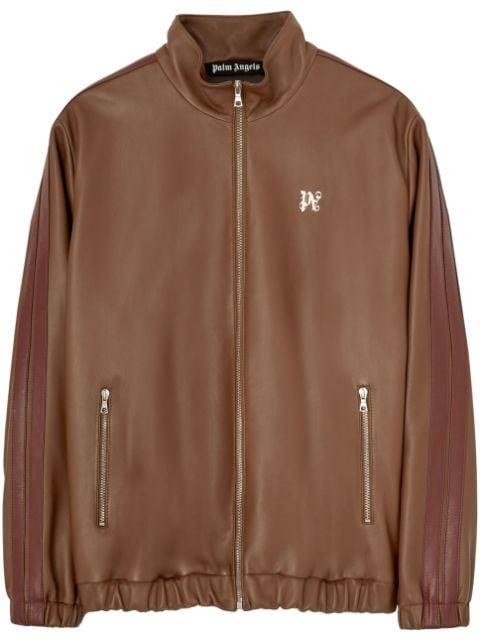 PA monogram leather track jacket by PALM ANGELS