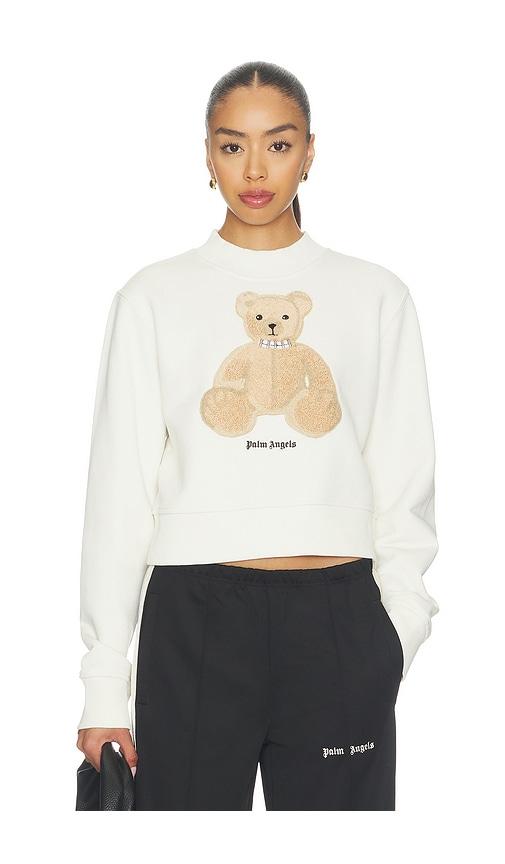 Palm Angels Bear Fitted Crew Sweatshirt in White by PALM ANGELS
