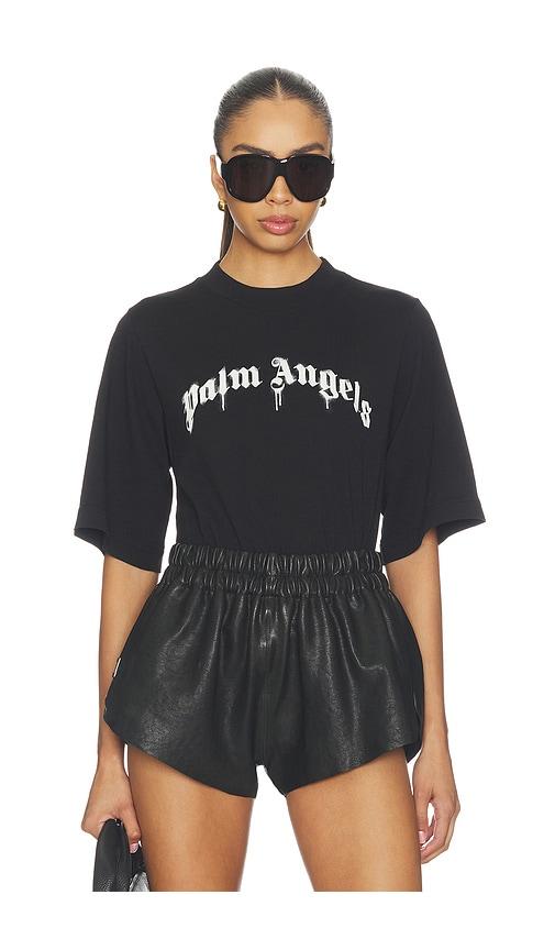 Palm Angels Curved Logo Boxy Tee in Black by PALM ANGELS