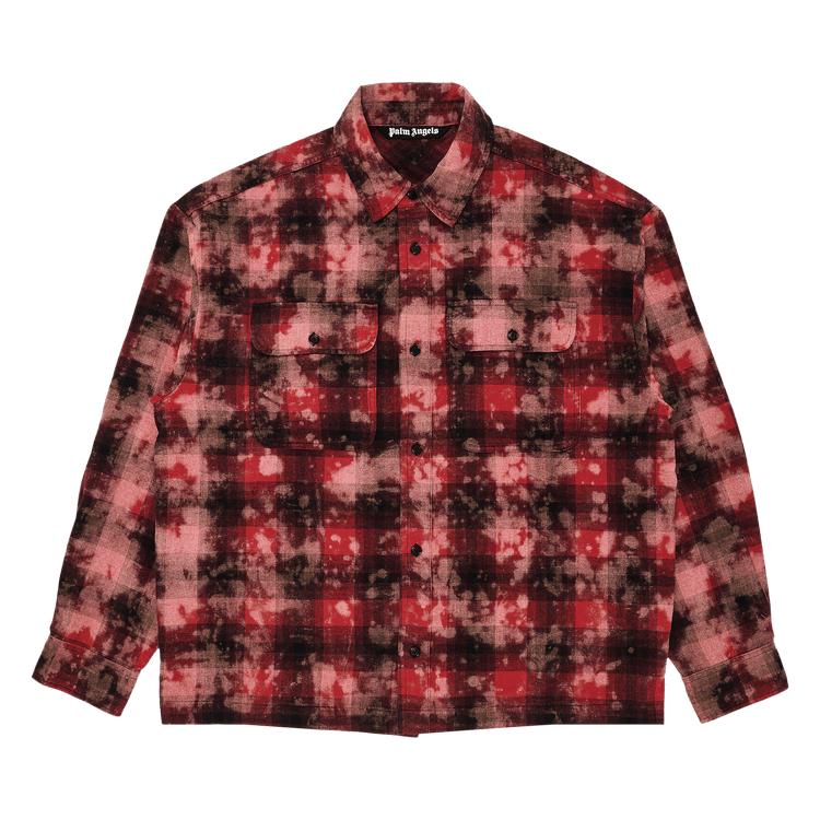 Palm Angels Curved Logo Check Shirt 'Red/Off White' by PALM ANGELS