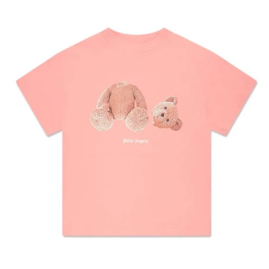 Palm Angels Girls Pink Bear Logo T-Shirt by PALM ANGELS