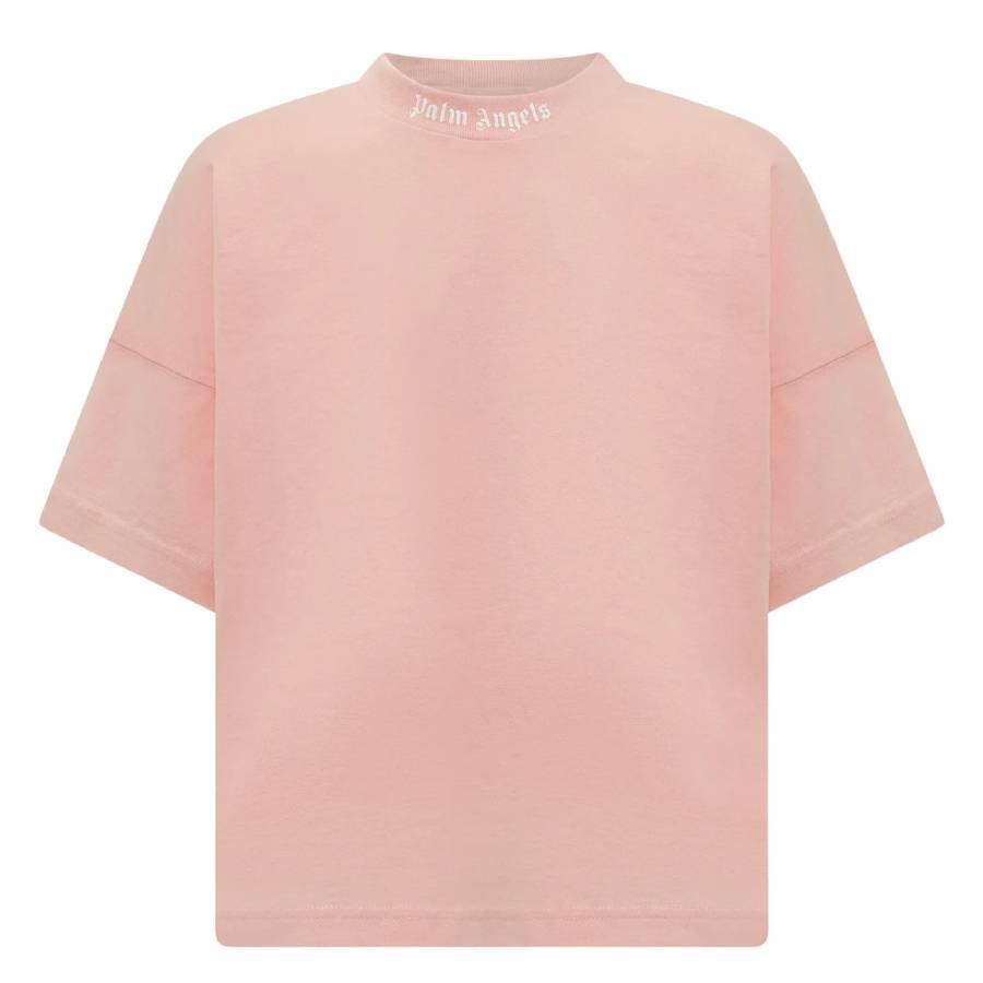 Palm Angels Kids Logo Crewneck Cotton T-Shirt by PALM ANGELS