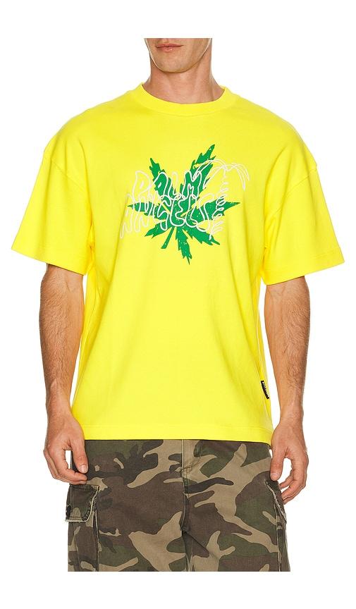Palm Angels Palm Leaf Regular Tee in Yellow by PALM ANGELS