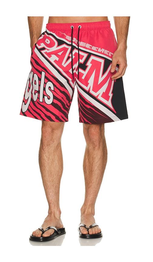 Palm Angels Racing Swimshort in Red by PALM ANGELS
