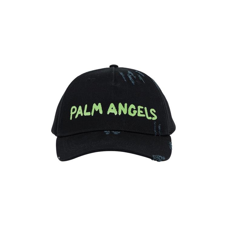 Palm Angels Seasonal Logo Cap 'Black/Green Fluorescent' by PALM ANGELS