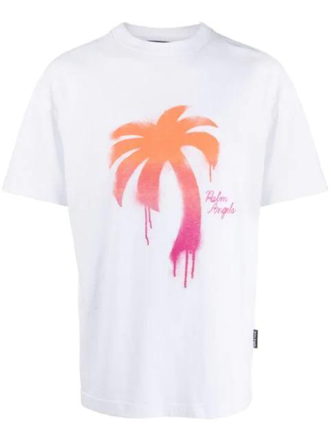 Palm Tree-print cotton T-shirt by PALM ANGELS