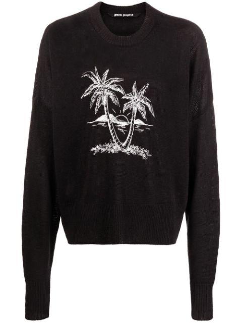 Palm Tree-print linen jumper by PALM ANGELS