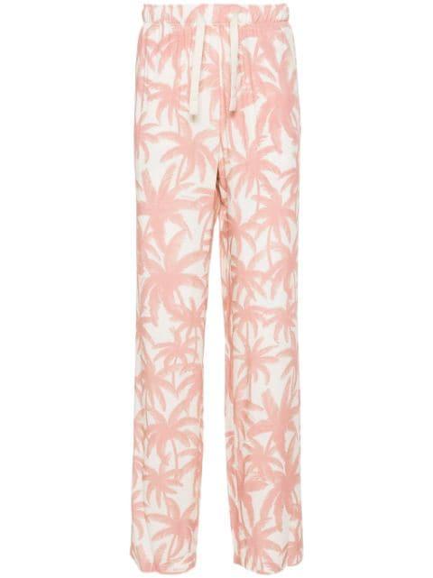 Palms-print wide-leg trousers by PALM ANGELS