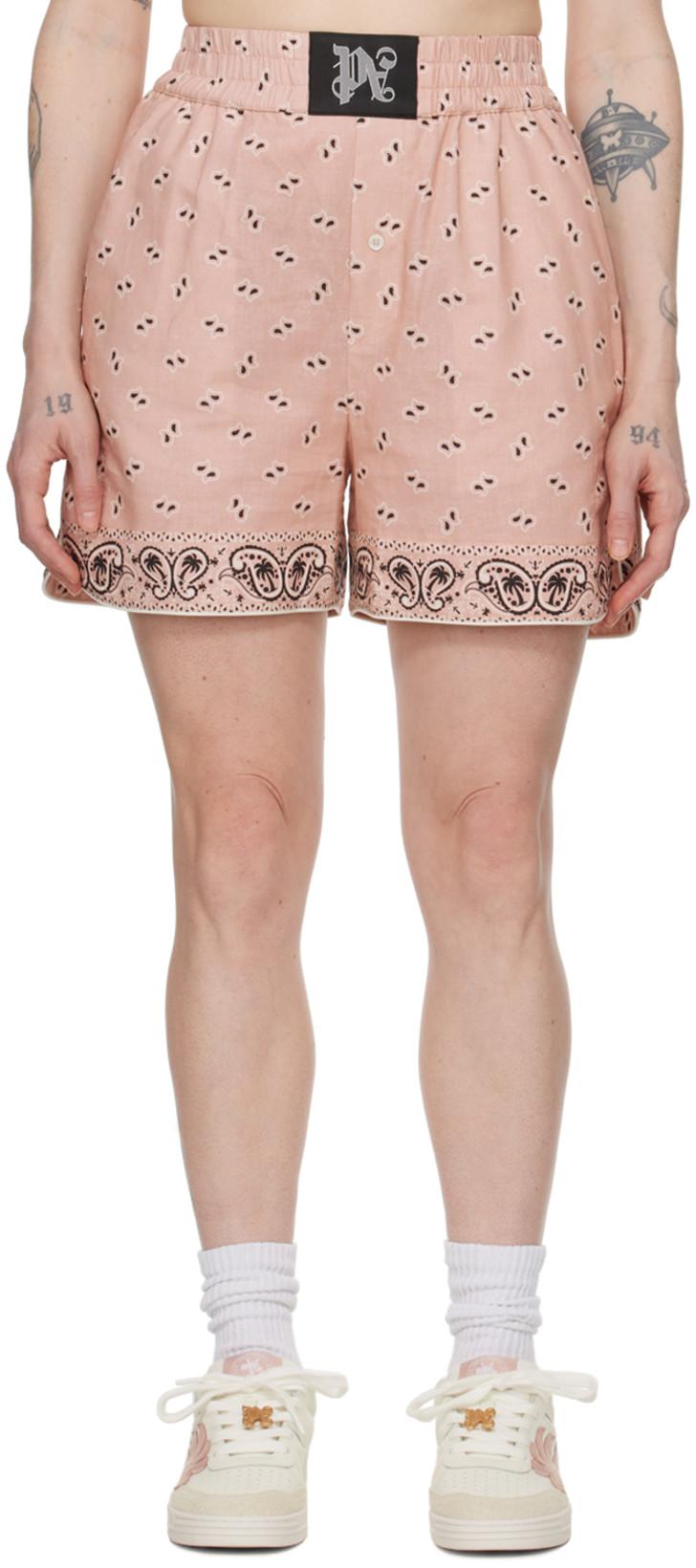 Pink Paisley Shorts by PALM ANGELS