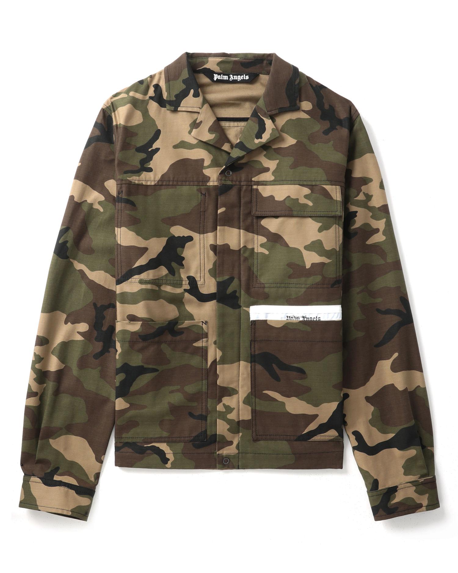 Sartorial tape camo work jacket by PALM ANGELS