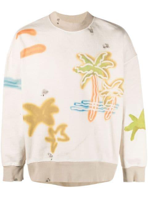 Sprayed Palm-print cotton sweatshirt by PALM ANGELS