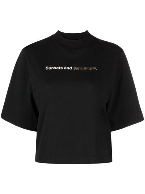 Sunsets-print cotton T-shirt by PALM ANGELS