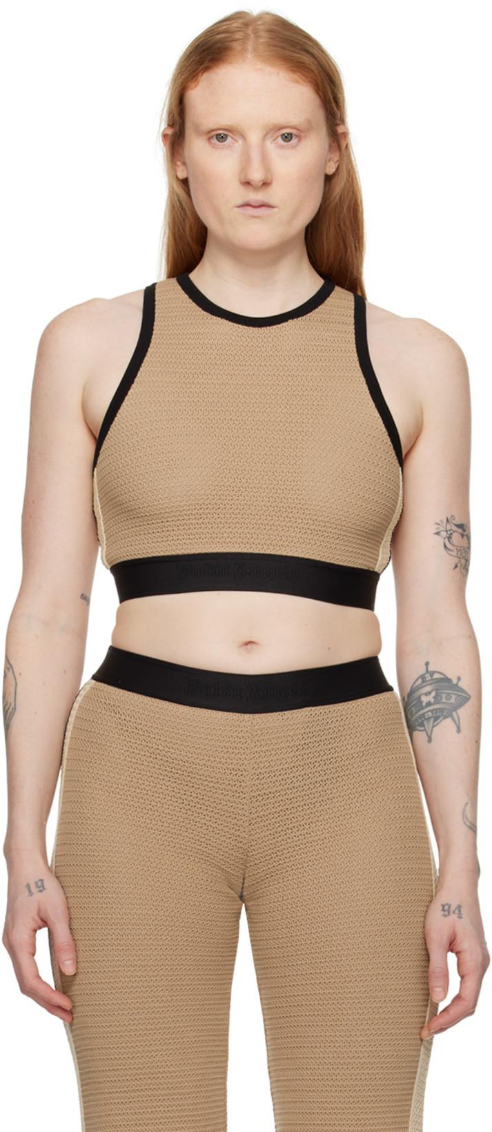 Taupe Cropped Tank Top by PALM ANGELS