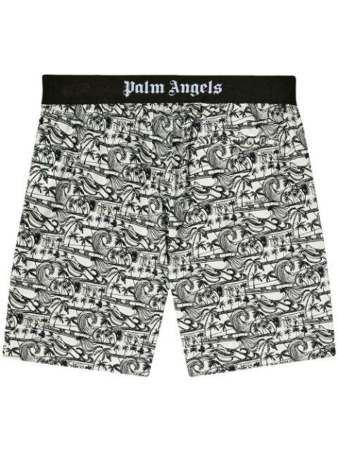 Waves graphic-print deck shorts by PALM ANGELS