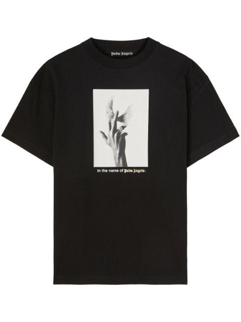 Wings graphic-print cotton T-shirt by PALM ANGELS