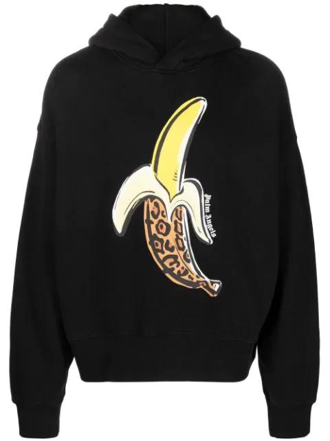 banana-print cotton hoodie by PALM ANGELS