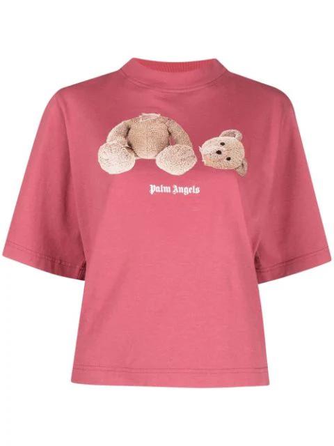 bear-print cropped T-shirt by PALM ANGELS