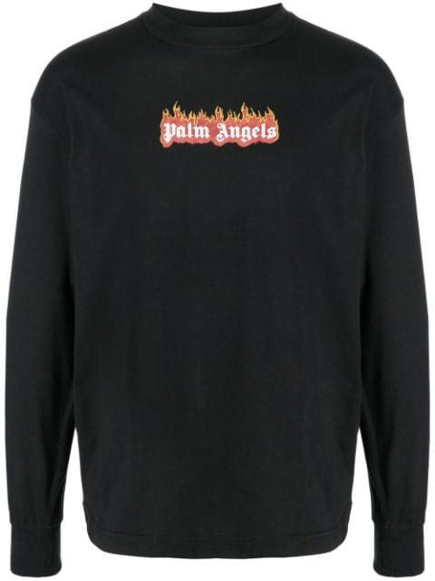 burning logo-print long-sleeve T-shirt by PALM ANGELS