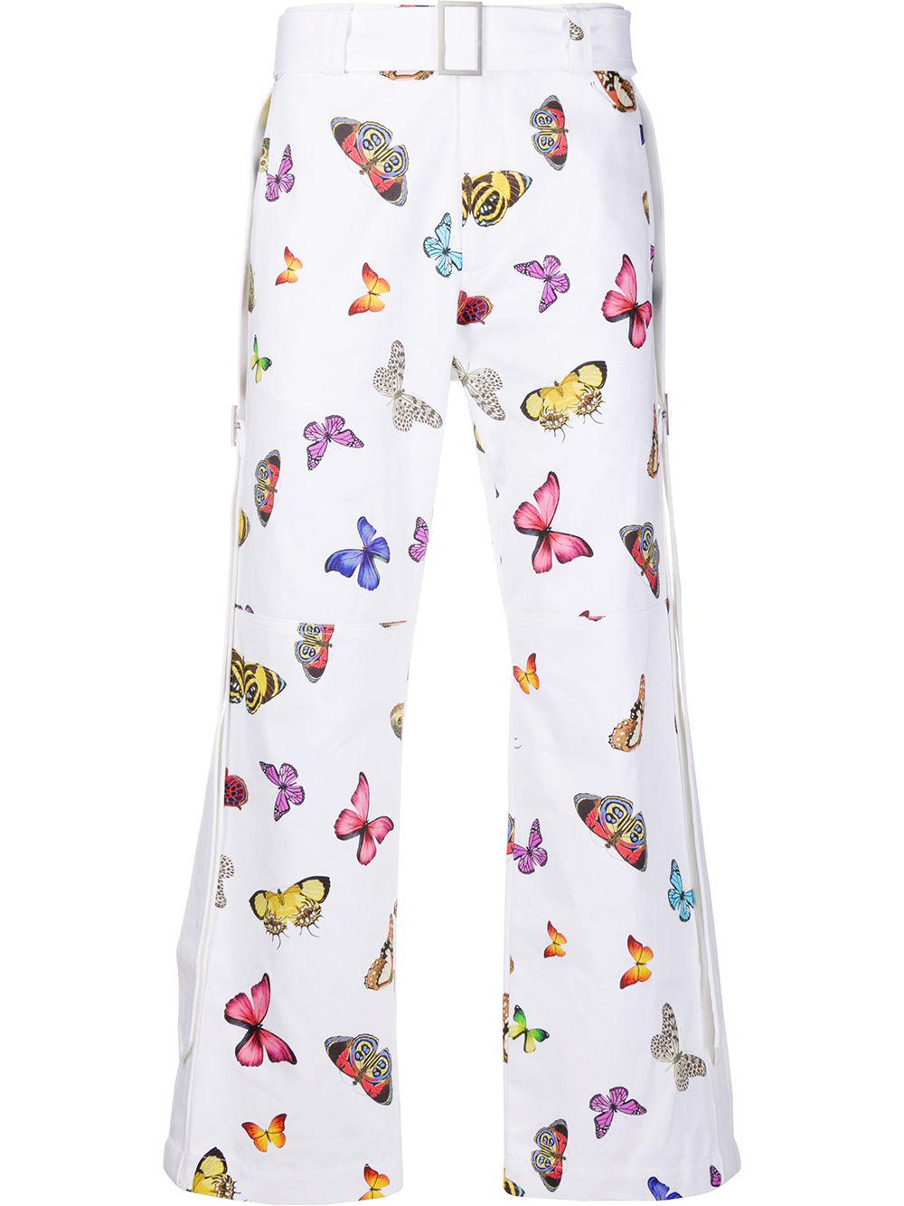 butterfly print straight trousers by PALM ANGELS