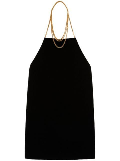 chain-embellished velvet halterneck dress by PALM ANGELS