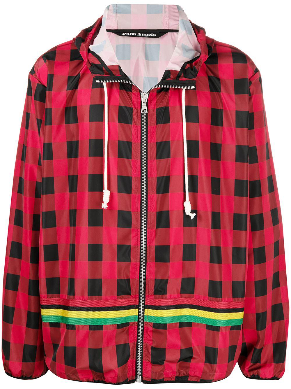 check-print hoodied jacket by PALM ANGELS