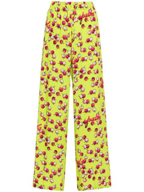 cherries-patterned flared trousers by PALM ANGELS