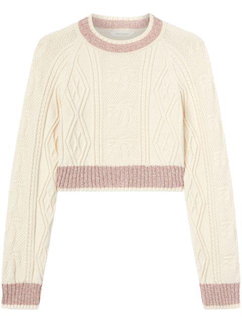 curved-logo cable-knit sweater by PALM ANGELS