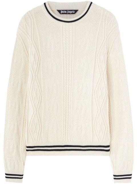 curved-logo cable-knit sweater by PALM ANGELS