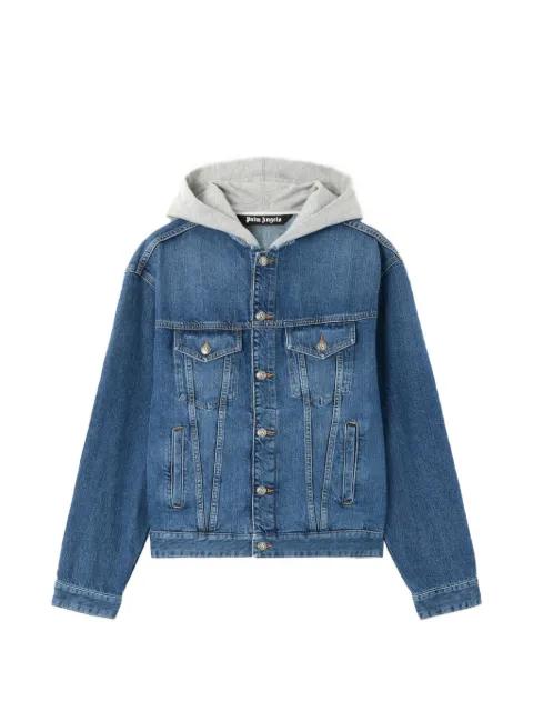 curved-logo hoodied denim jacket by PALM ANGELS