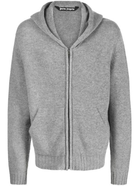 curved-logo zip-up hoodie by PALM ANGELS