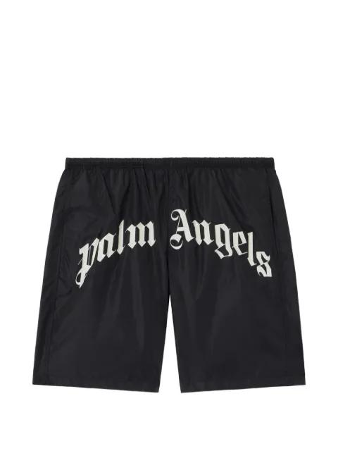 curved printed-logo swim shorts by PALM ANGELS