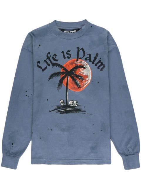 distressed graphic-print sweatshirt by PALM ANGELS