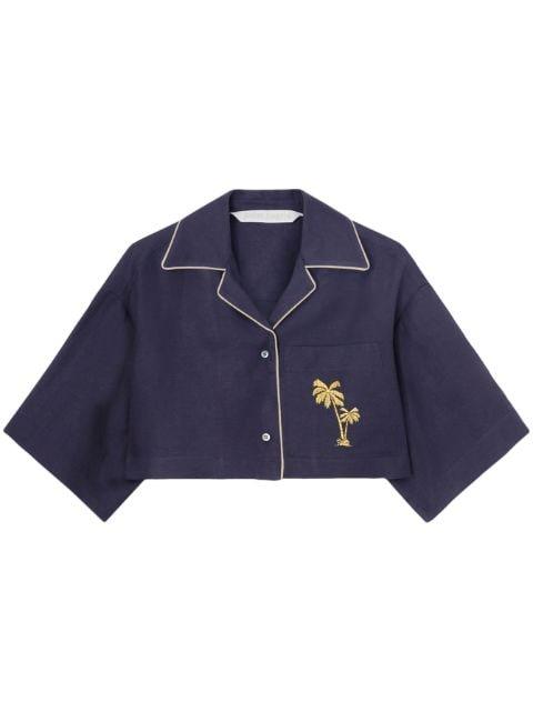 embroidered cropped bowling shirt by PALM ANGELS