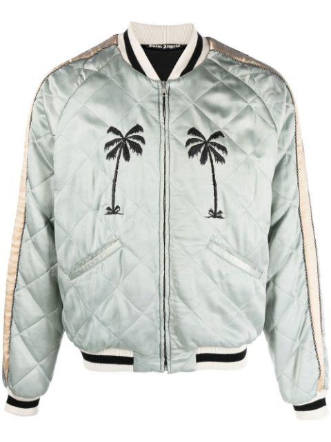 embroidered-motif quilted jacket by PALM ANGELS