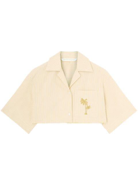 embroidered striped cropped cotton shirt by PALM ANGELS