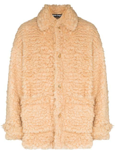 faux-shearling single-breasted short coat by PALM ANGELS