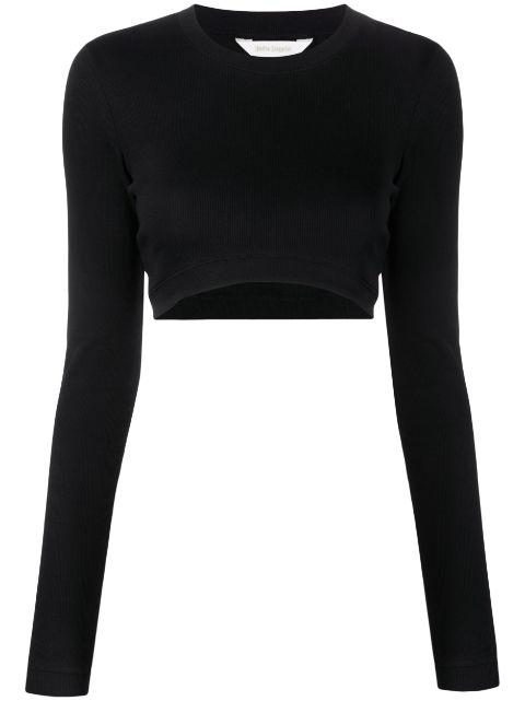 fine-ribbed cropped long-sleeve top by PALM ANGELS