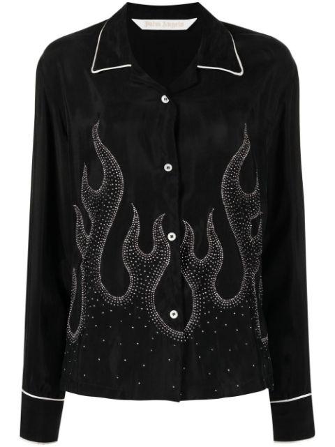 flame-embroidered shirt by PALM ANGELS