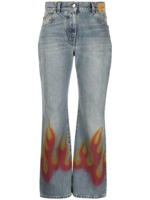 flame-print flared jeans by PALM ANGELS
